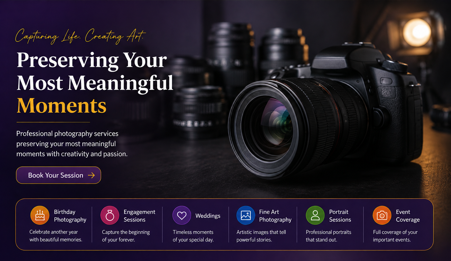Professional camera and studio photography background